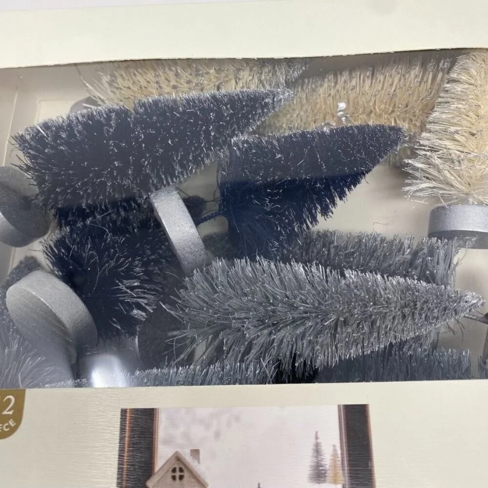 Target Threshold™ Christmas Set of 12 Mini Bottle Brush Trees Decor Grey Silver